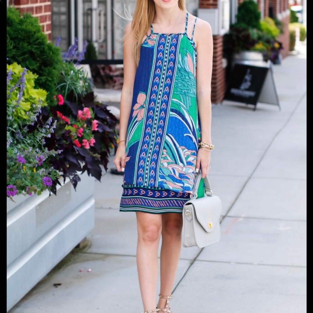 Anthropologie Maeve Laurel Silk Dress S blue green unique - Picture 2 of 9